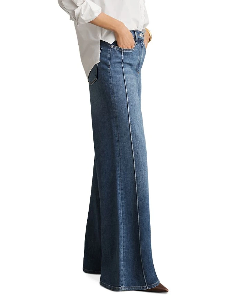 Heather High Rise Wide Leg Jeans Mid Blue