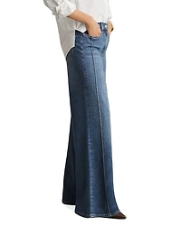 Heather High Rise Wide Leg Jeans Mid Blue