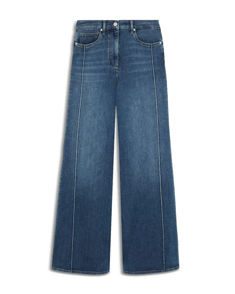 Heather High Rise Wide Leg Jeans Mid Blue