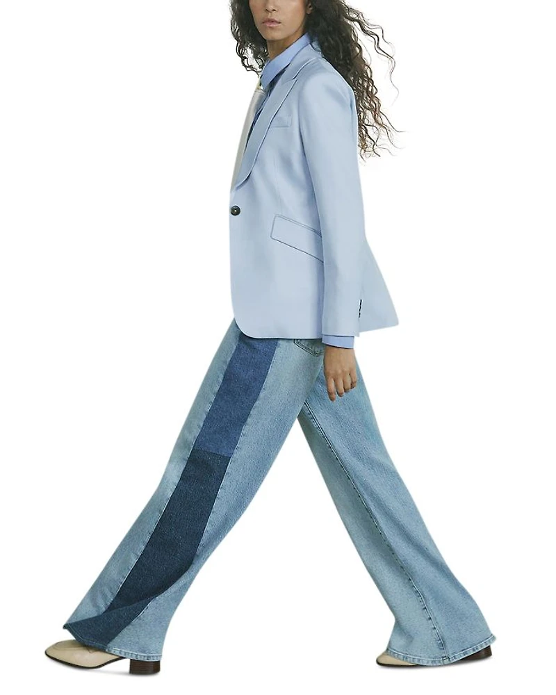 Briar High Rise Contrast Panel Wide Leg Jeans Light Blue
