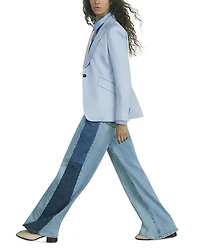 Briar High Rise Contrast Panel Wide Leg Jeans Light Blue