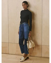 Birch Mid Rise Patch Straight Leg Jeans Blue