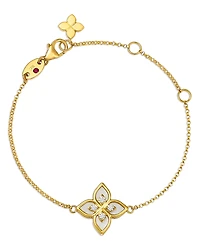 Roberto Coin 18K Yellow Gold Venetian Princess Mother of Pearl & Diamond Flower Link Bracelet