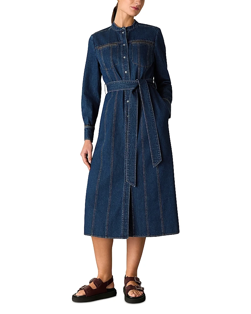 Whistles Myra Denim Midi Dress