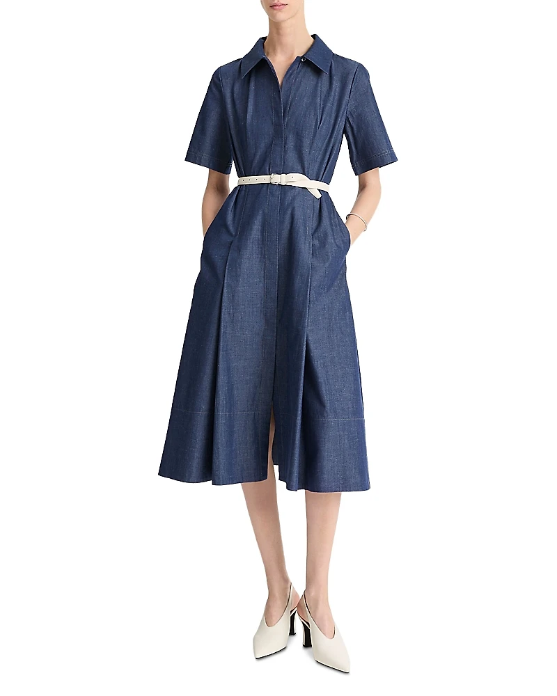 Vince Denim Short Sleeve Shirt Dress