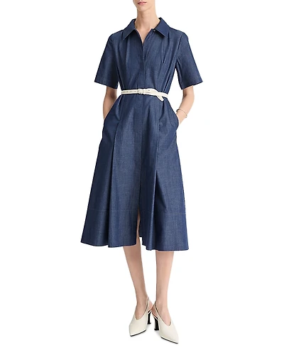 Vince Denim Short Sleeve Shirt Dress