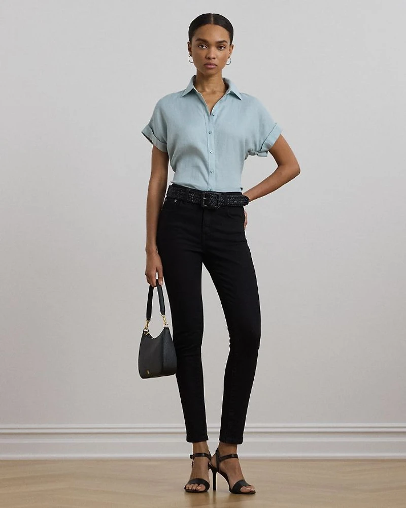 Linen Dolman Sleeve Button Down Shirt, Regular & Petite
