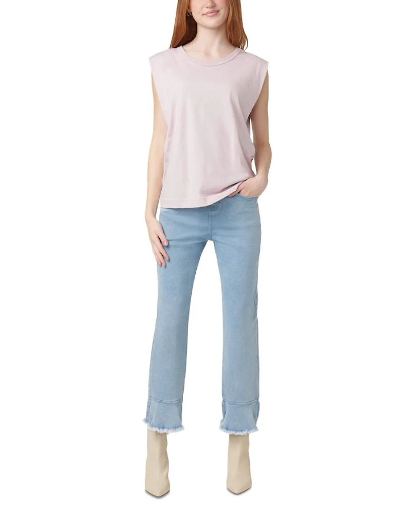 High Rise Ruffle Hem Skimmer Jeans
