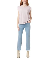 High Rise Ruffle Hem Skimmer Jeans
