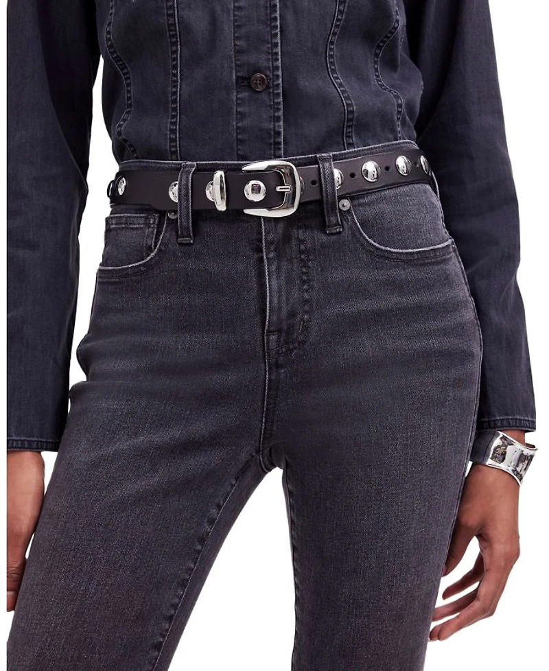 Women's Studded Dome Leather Belt