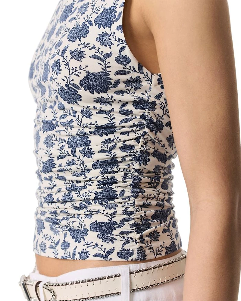 Luca Printed Shirred Top