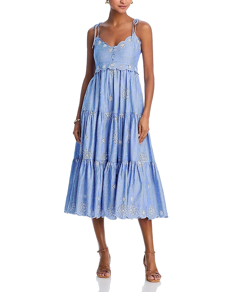 Cinq a Sept Embroidered Stripe Dress