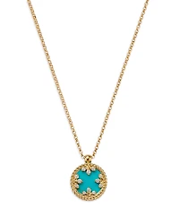 Roberto Coin 18K Yellow Gold Venetian Princess Medallion Turquoise, Mother of Pearl, & Diamond Reversible Pendant Necklace, 16-17