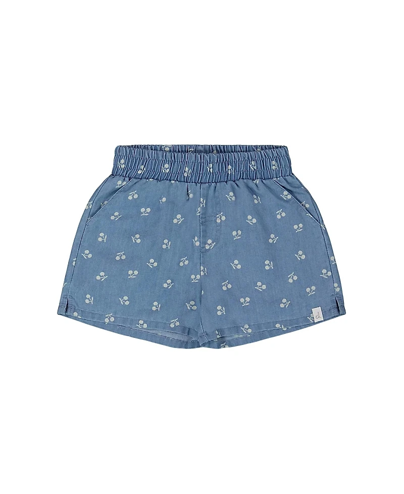 Deux par Deux Girls' Printed Chambray Short