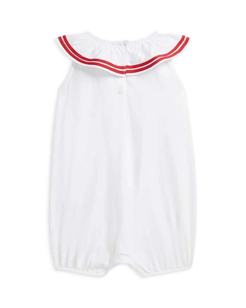 Girls' Striped Trim Cotton Bubble Shortall - Baby
