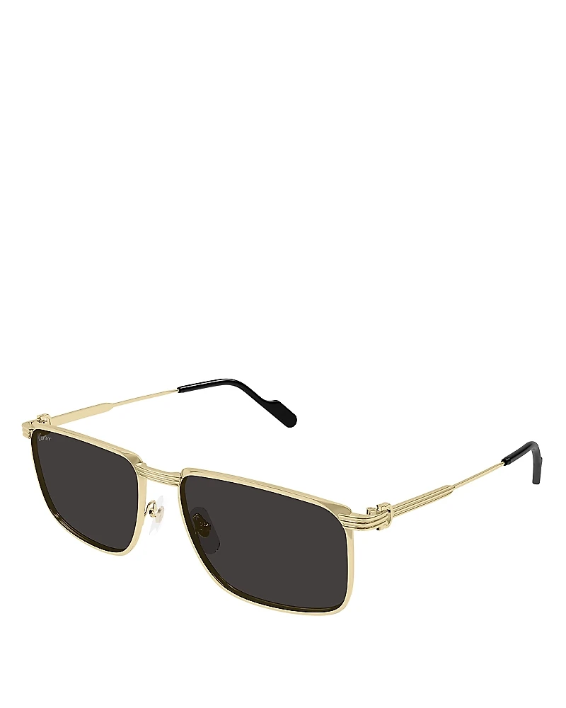 Cartier Premiere de Cartier 24K Gold Plated Squared Sunglasses, 59mm