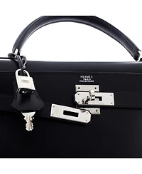 Kelly 32 Handbag Black Box Calf with Palladium Hardware
