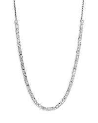 Cubic Zirconia Collar Necklace in Rhodium Plated, 18"
