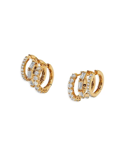 Nadri Cubic Zirconia Triple Row Hoop Earrings