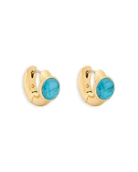 Keep Sparkling Round Stone Huggie Hoop Earrings