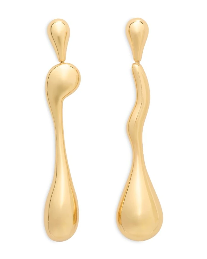 Molten Linear Drop Earrings in Gold Tone