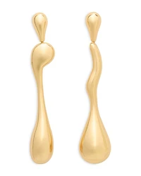 Molten Linear Drop Earrings in Gold Tone