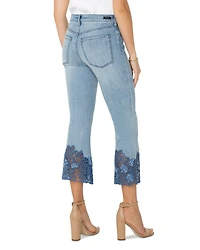 Hannah Mid Rise Crop Flare Jeans Indigo Crochet