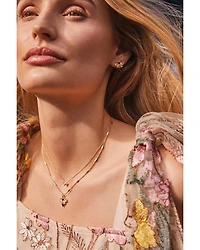 Mixed Crystal Bee Pendant Necklace in 14K Gold Plated, 18"