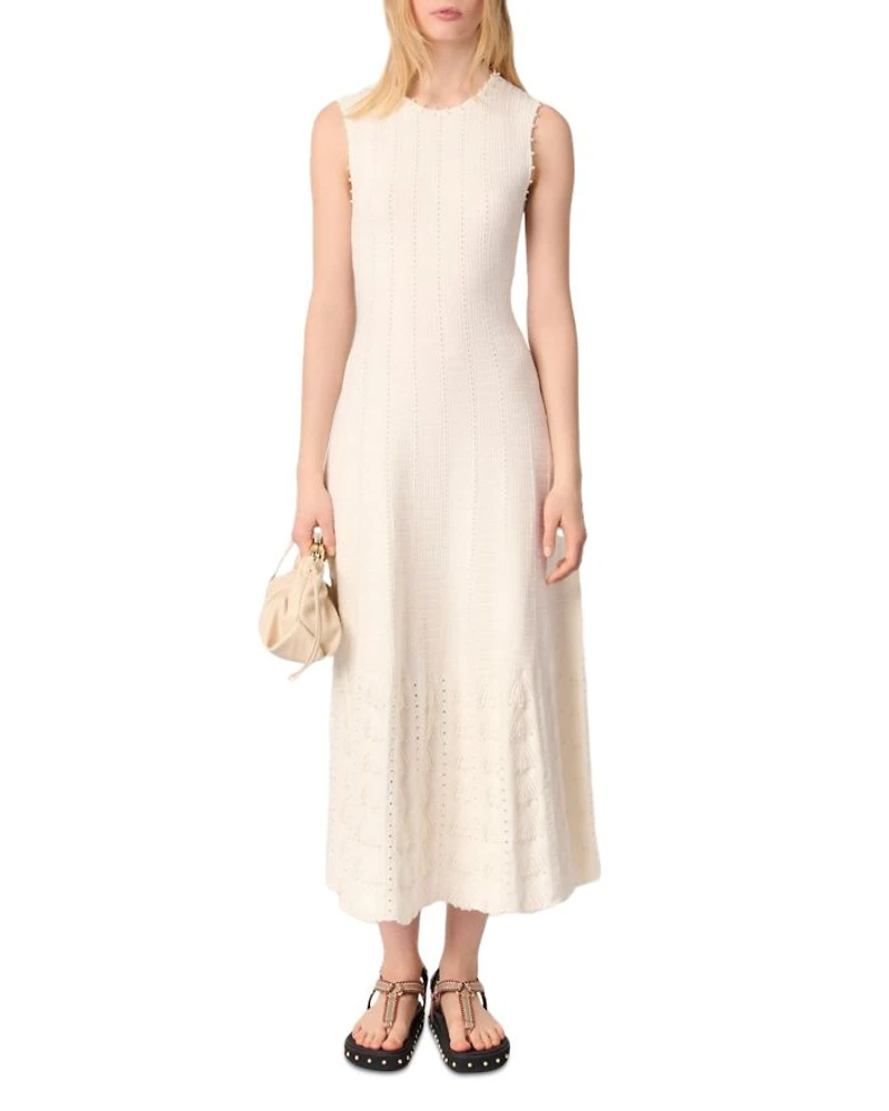 Beaded Pointelle Knit Dress