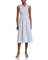 Derek Lam 10 Crosby Shanaya Front Wrap Poplin Striped Dress