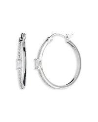 Cubic Zirconia Hoop Earrings in Sterling Silver