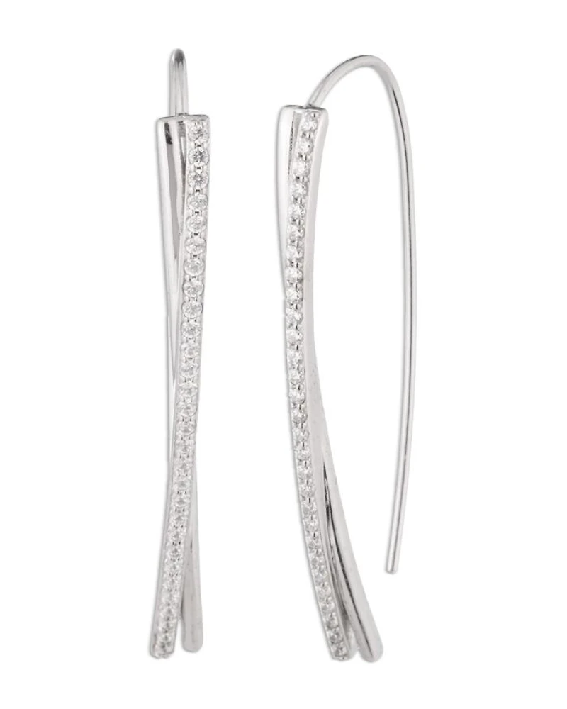 Pavé Threader Earrings in Sterling Silver