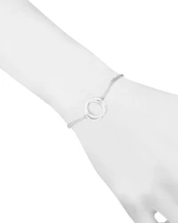 Pavé Circle Double Chain Link Bracelet in Sterling Silver