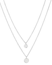 Disc Layered Pendant Necklace in Sterling Silver, 16"-19"
