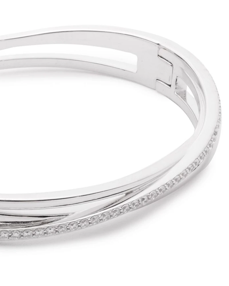 Pavé Crisscross Bangle Bracelet in Sterling Silver