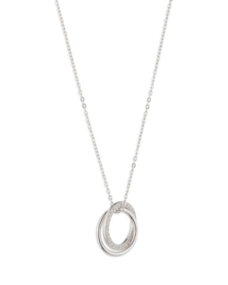 Pavé Ring Pendant Necklace in Sterling Silver, 16"-19"