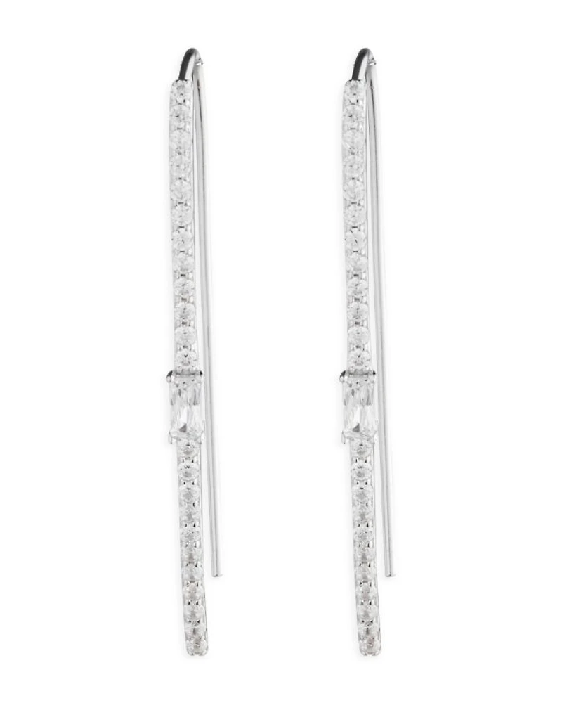 Cubic Zirconia Threader Earrings in Sterling Silver