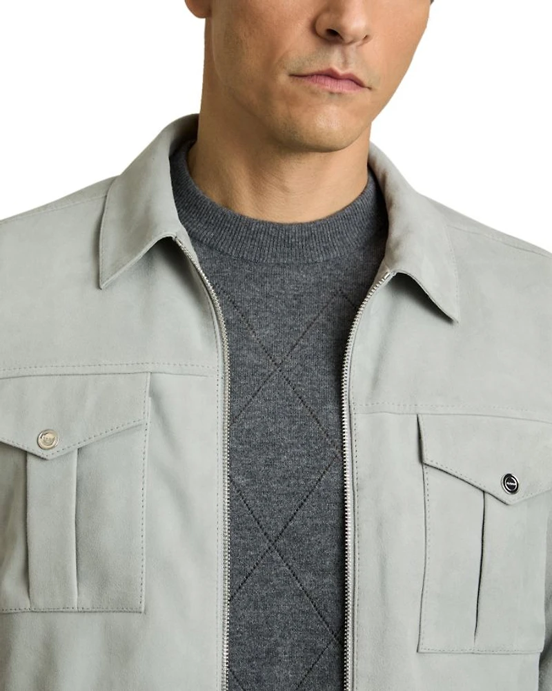 Slim Fit Belle Suede Zipper Shacket