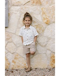 Boys' Mediterranean Print Short Sleeve Linen Shirt - Little Kid