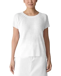 Eileen Fisher Linen Cotton Raglan Short Sleeve Sweater