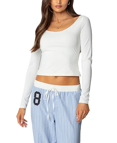 Edikted Millicent Wide Scoop Neck Top