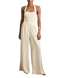 Petites Whipstitch Halter Jumpsuit