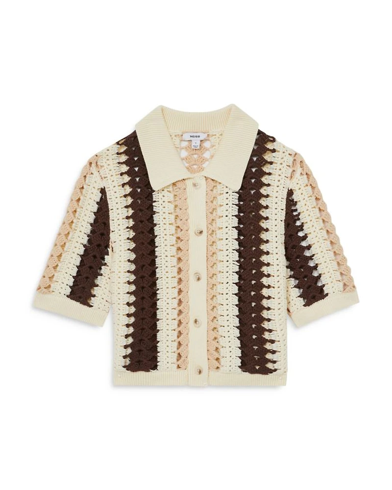 Roni Crochet Button Front Top