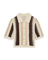 Roni Crochet Button Front Top