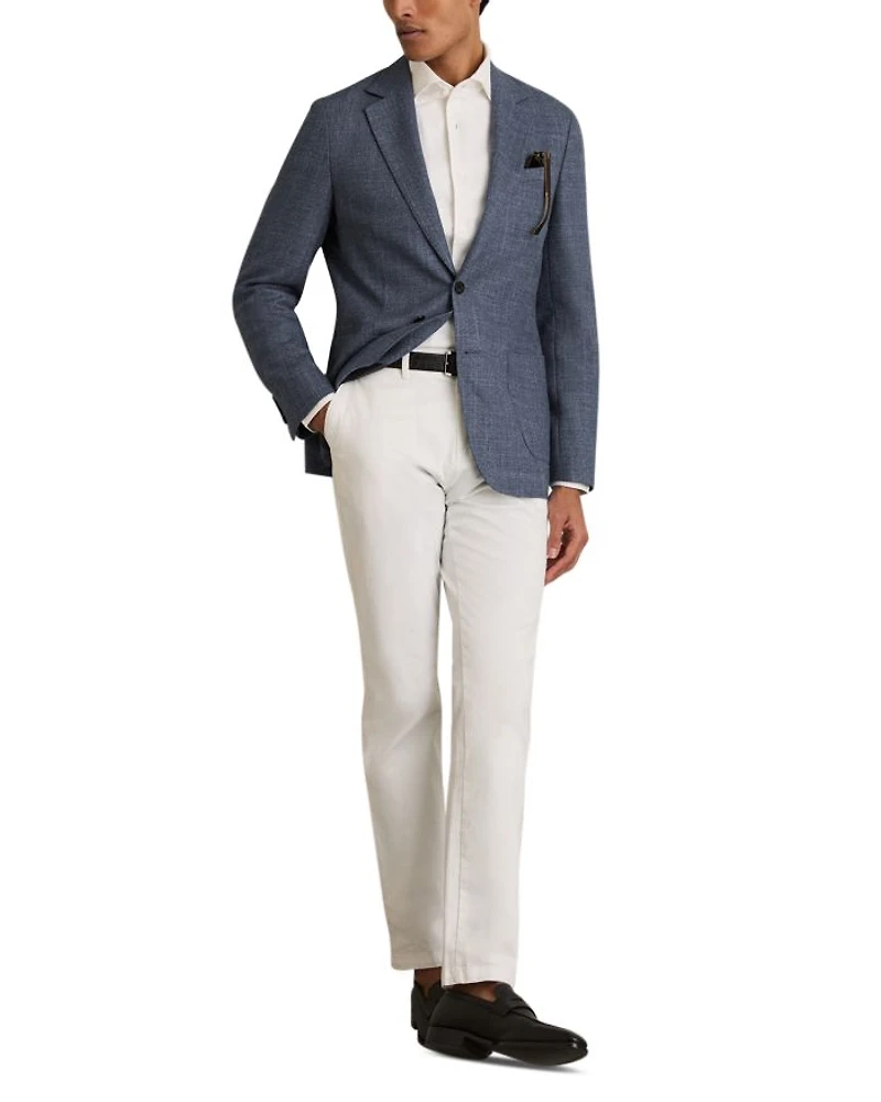 Textured Notch Lapel Slim Fit Blazer