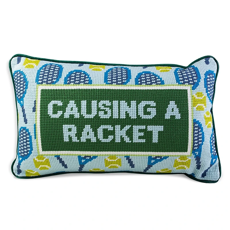 Furbish Studio Causing A Racket Needlepoint Decorative Pillow