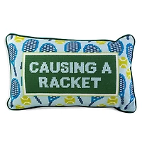 Furbish Studio Causing A Racket Needlepoint Decorative Pillow