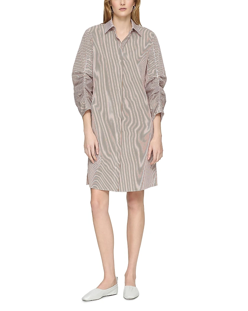 Lafayette 148 New York Ruched Sleeve Shirt Dress