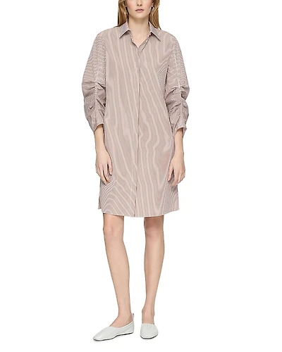 Lafayette 148 New York Ruched Sleeve Shirt Dress