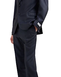 M Line Slim Fit Single Breasted Notch Lapel Suit Herringbone Stripe Wool